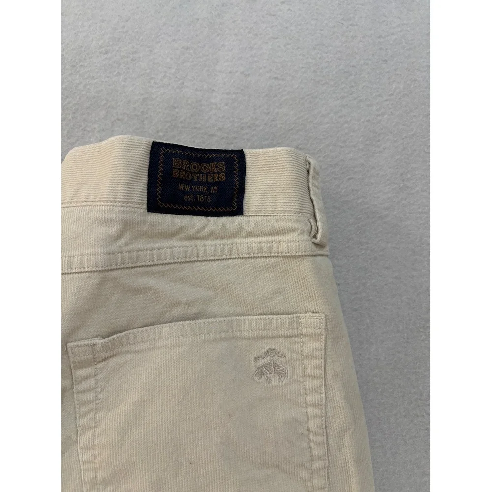 Brooks Brothers Slim Fit Corduroy Pants Mens 36x32 Beige Cream 5-Pocket Cords